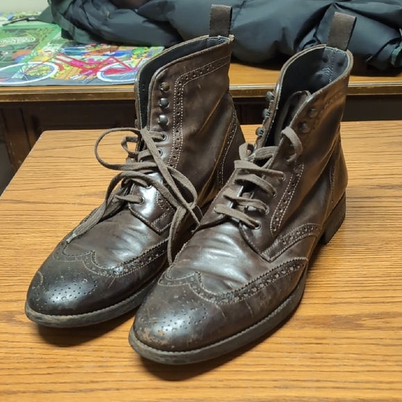 To Boot Company Men's Dark Brown Leather Boots - Picture 1 of 11